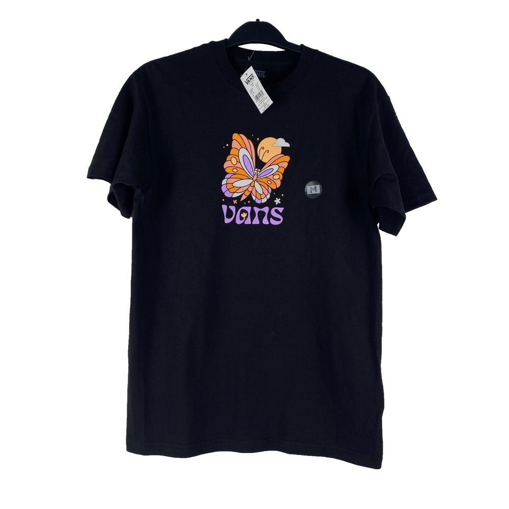 NWT Vans Men's T shirt Short Sleeve Size M Black‎ Butterfly Graphic